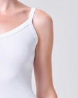 Jordan Tank in White close up shoulder