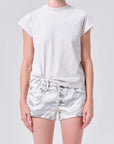 Long Line Bryce Cap Sleeve Tee Bone front