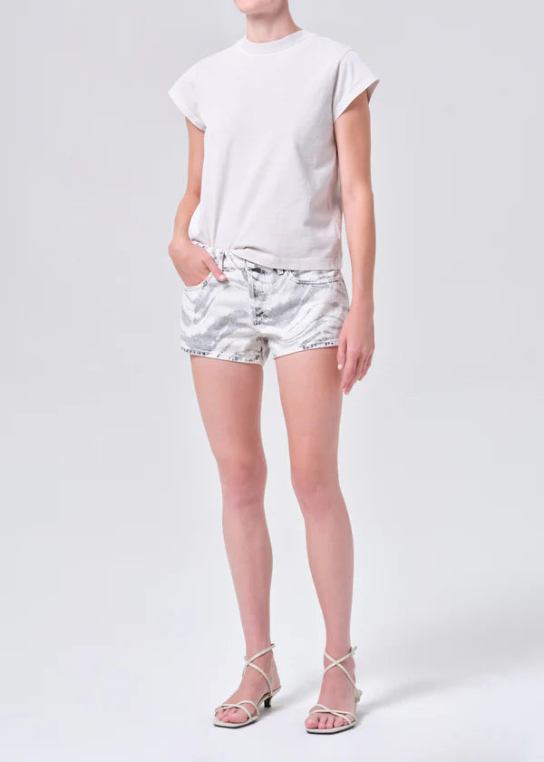 Long Line Bryce Cap Sleeve Tee Bone full body front