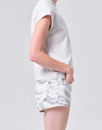 Long Line Bryce Cap Sleeve Tee Bone side