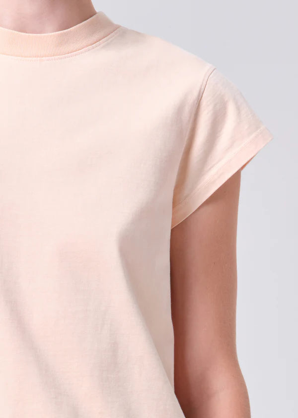 Bryce Cap Sleeve Tee in Sun Filter close up sleeve detail