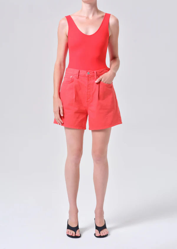 Rhoda Pleated A-Line Short in Carnival full body front