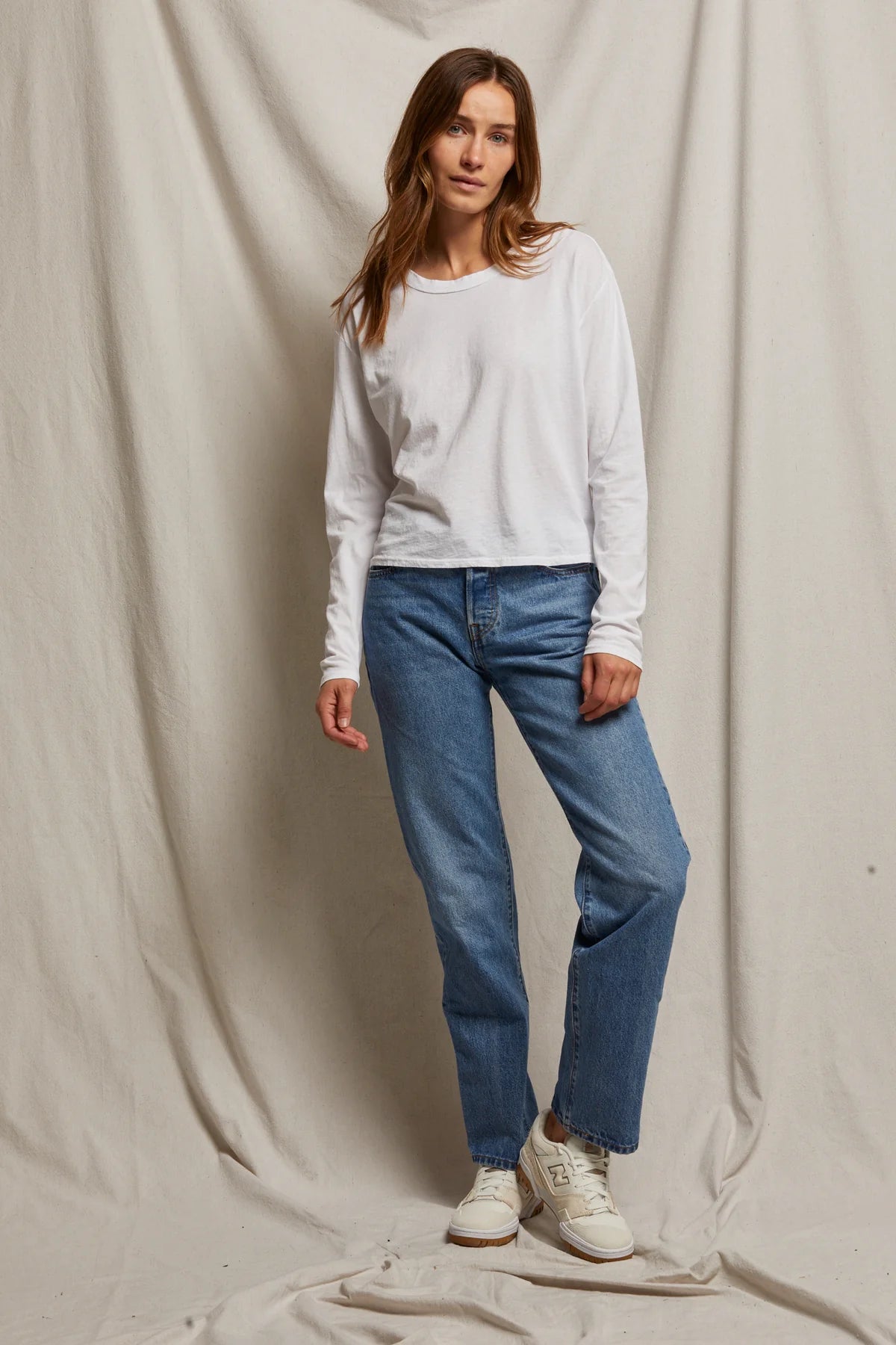 Axel Long Sleeve Crew Tee full body front, size S
