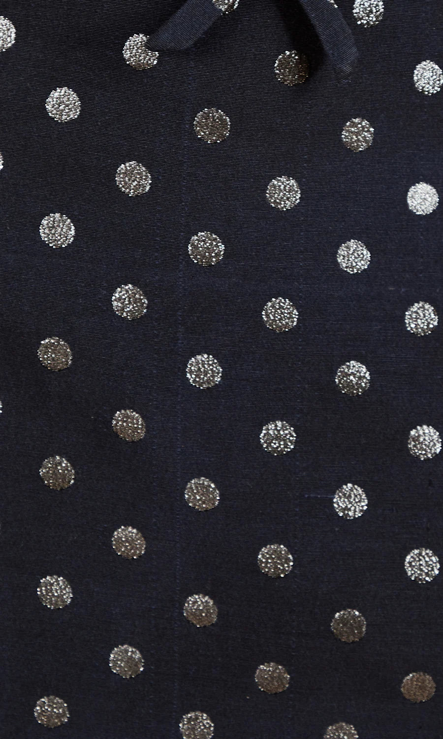 close up detail of metallic polka dots