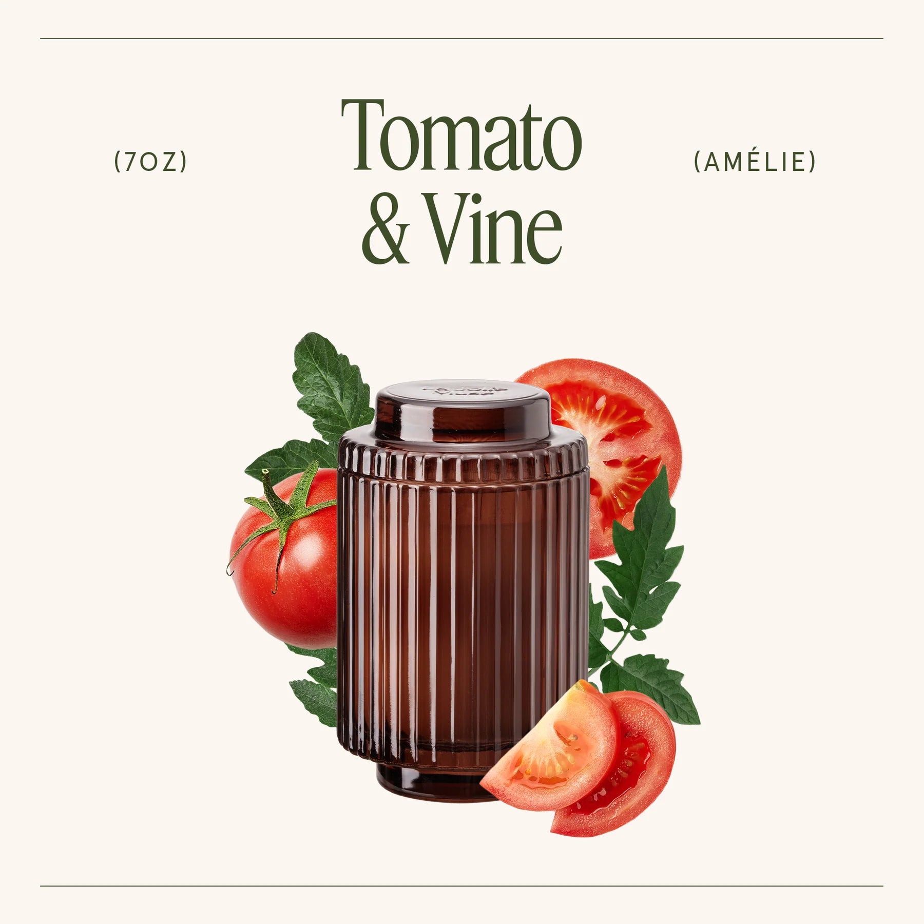 Brown container with tomatoes and leaves on a white background, featuring 'Tomato & Vine' branding.