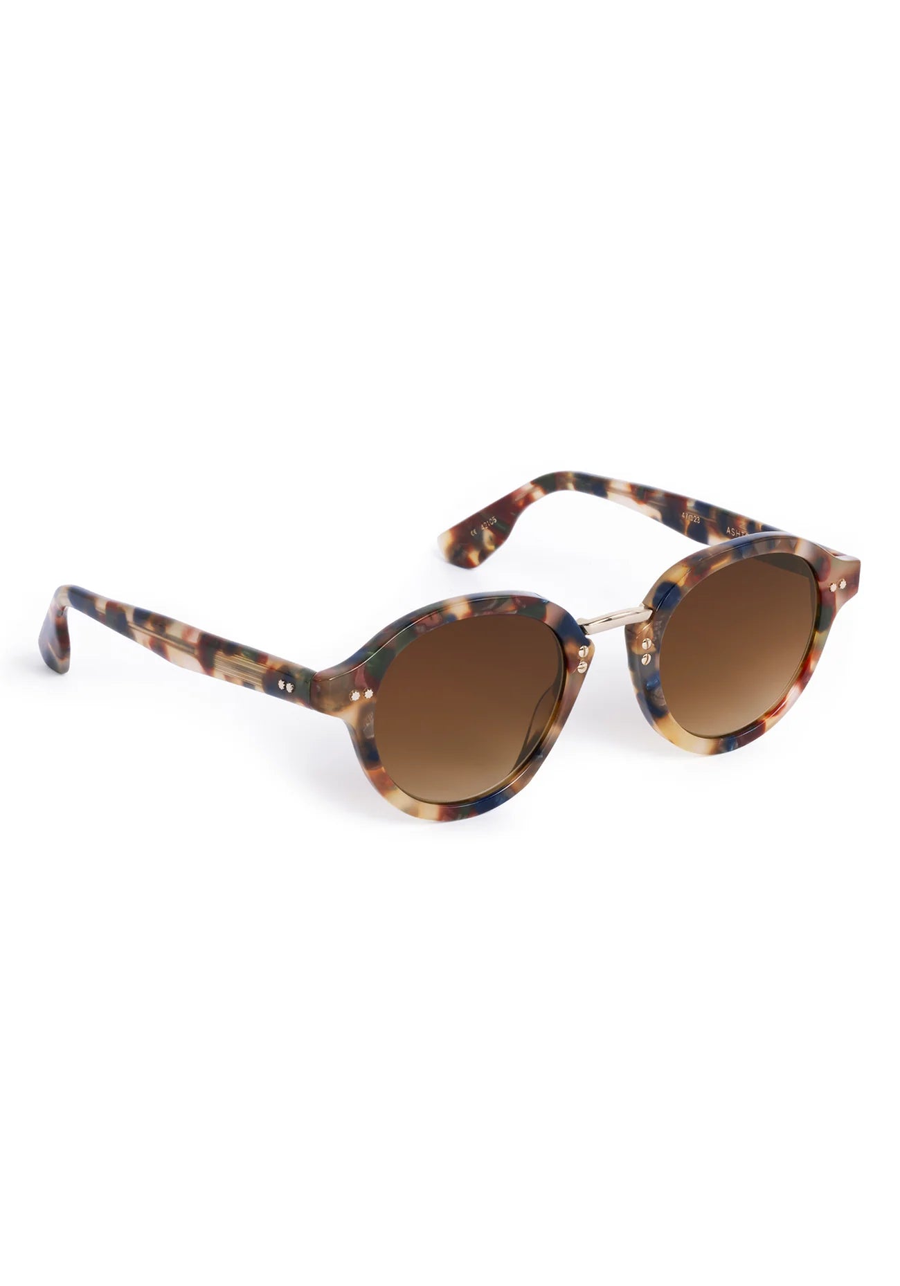 Ashton Tuscan Tortoise 12k Sunglasses side view on white background