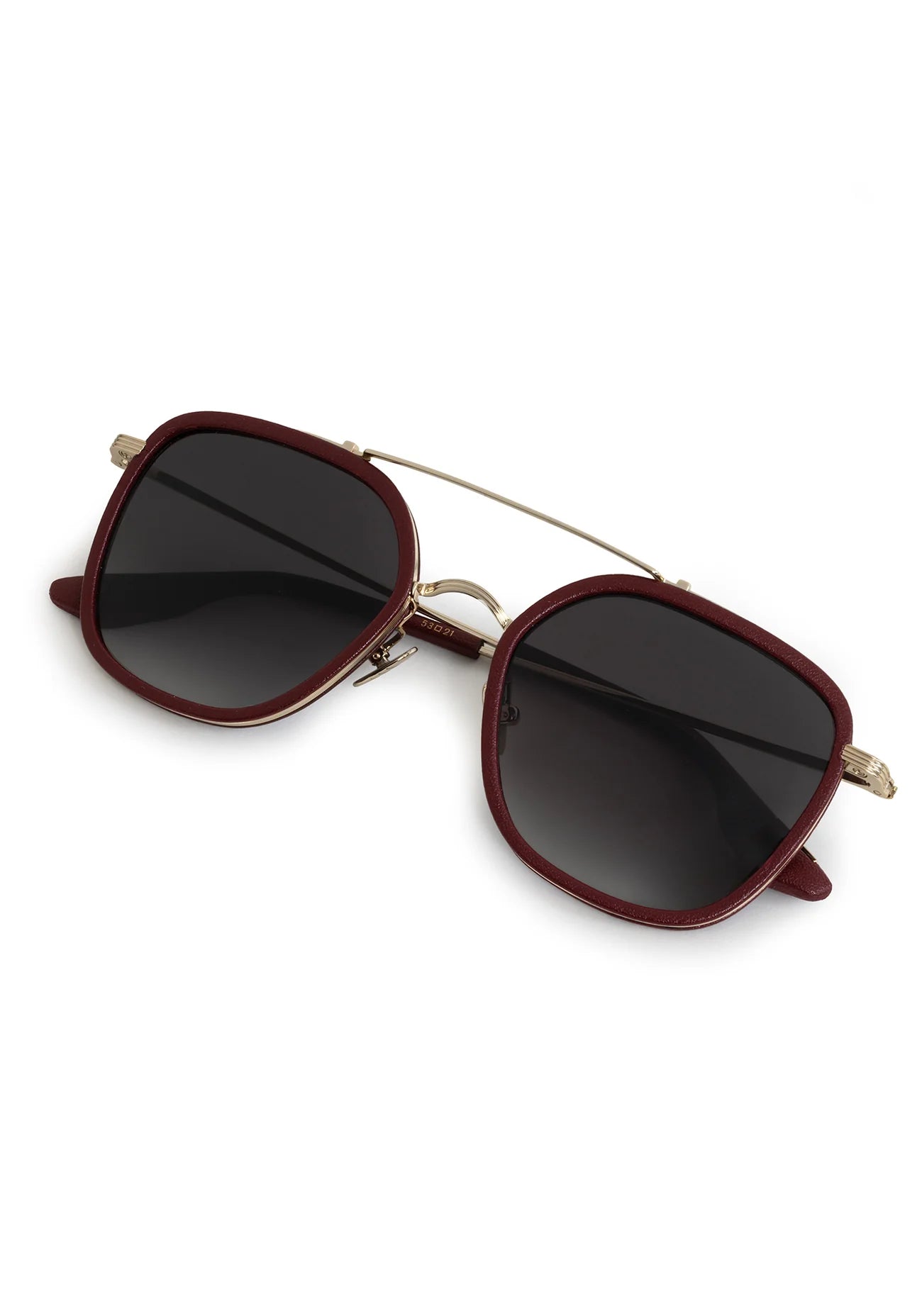 Austin 12K Titanium + Burgundy Leather Sunglasses folded