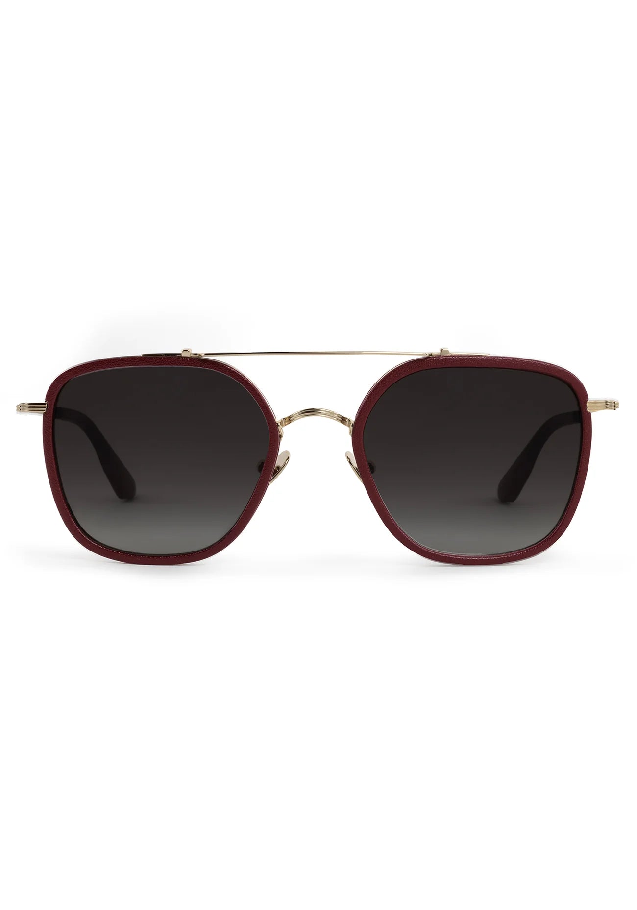 Austin 12K Titanium + Burgundy Leather Sunglasses front