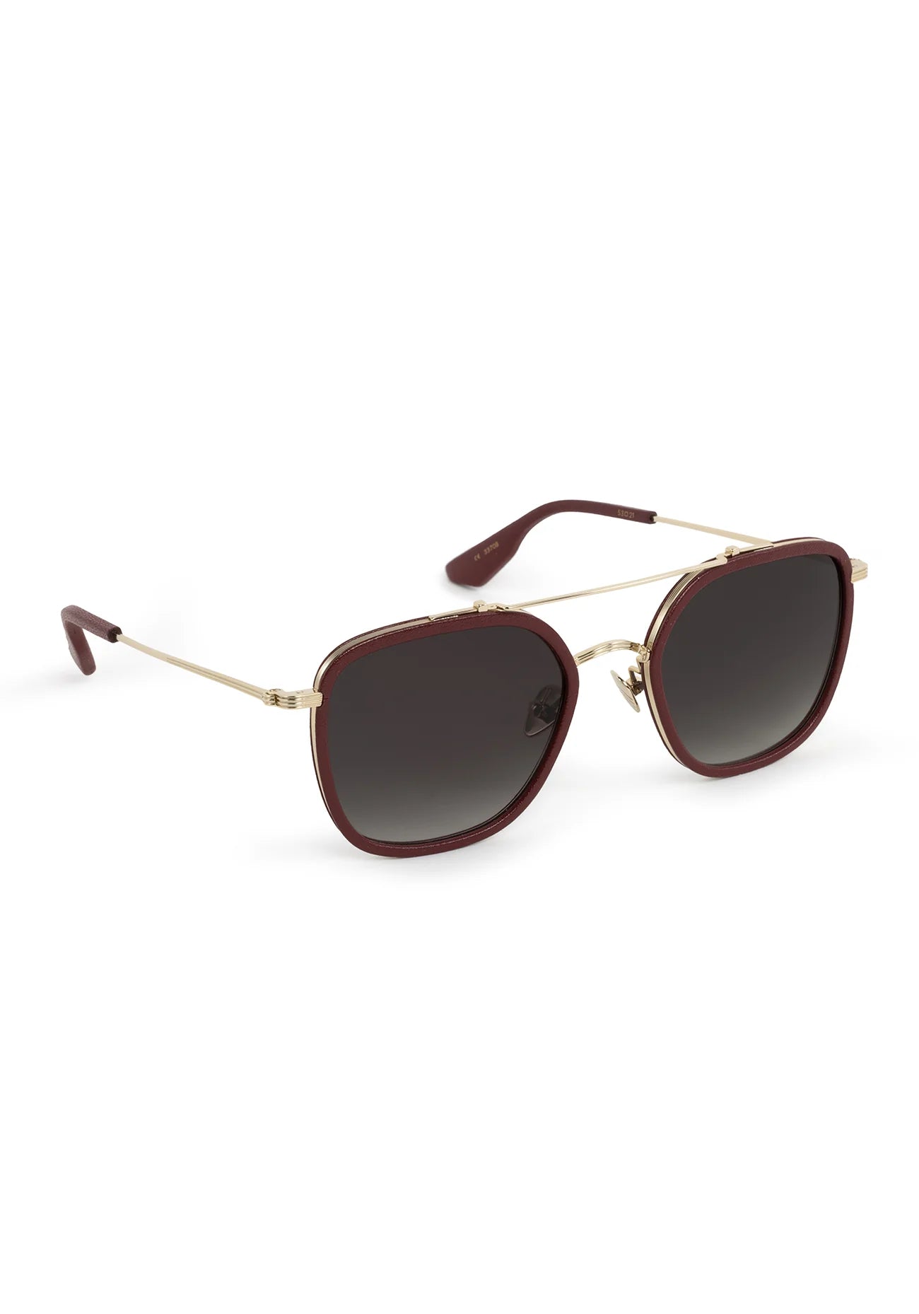 Austin 12K Titanium + Burgundy Leather Sunglasses side view