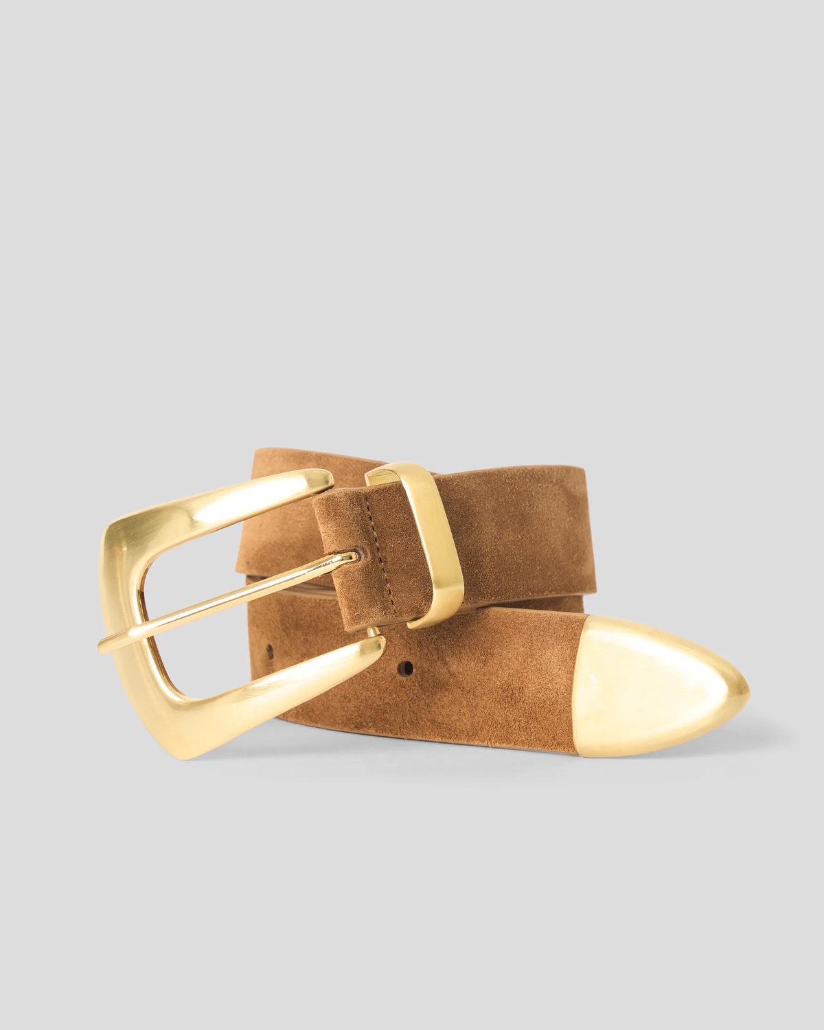 Jordana Mini Suede Belt front view stacked on top of itself 