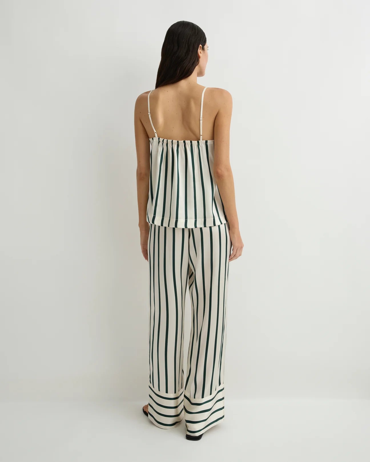 Cannes Silk Camisole Forest Stripe back