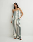 Cannes Silk Camisole Forest Stripe front view