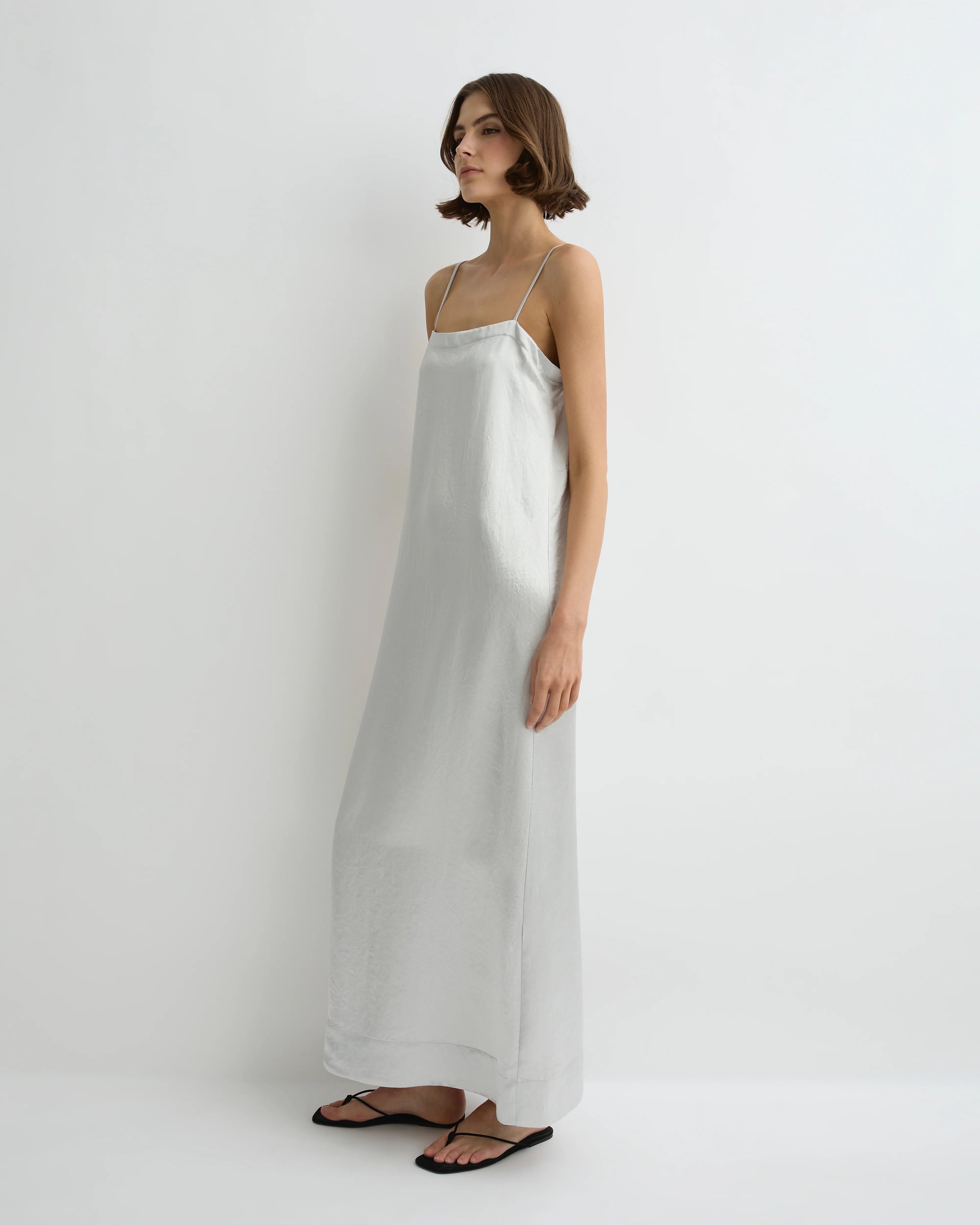 Kobe Maxi Column Dress full body side and front view