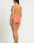 Model size M wearing Gracie Balconette in Coral Pink, back