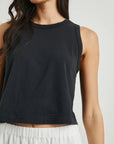 The Boxy Tank Black close up front