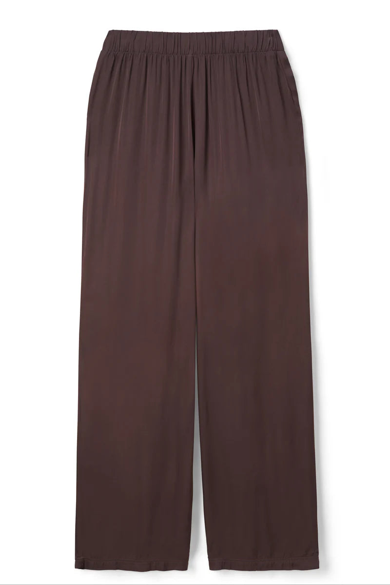 Brown wide-leg pants on a white background front product view