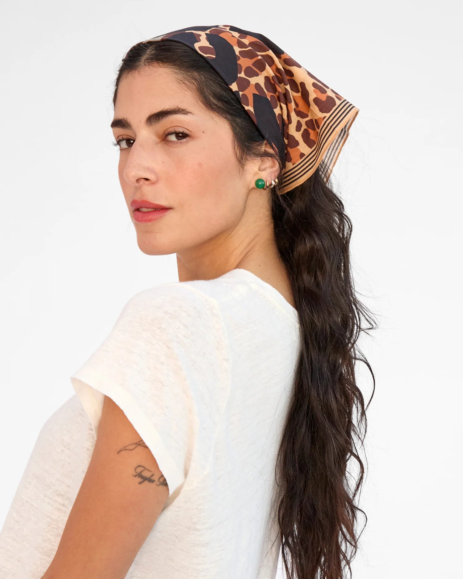 Excusez Moi Bandana side view on model's head 