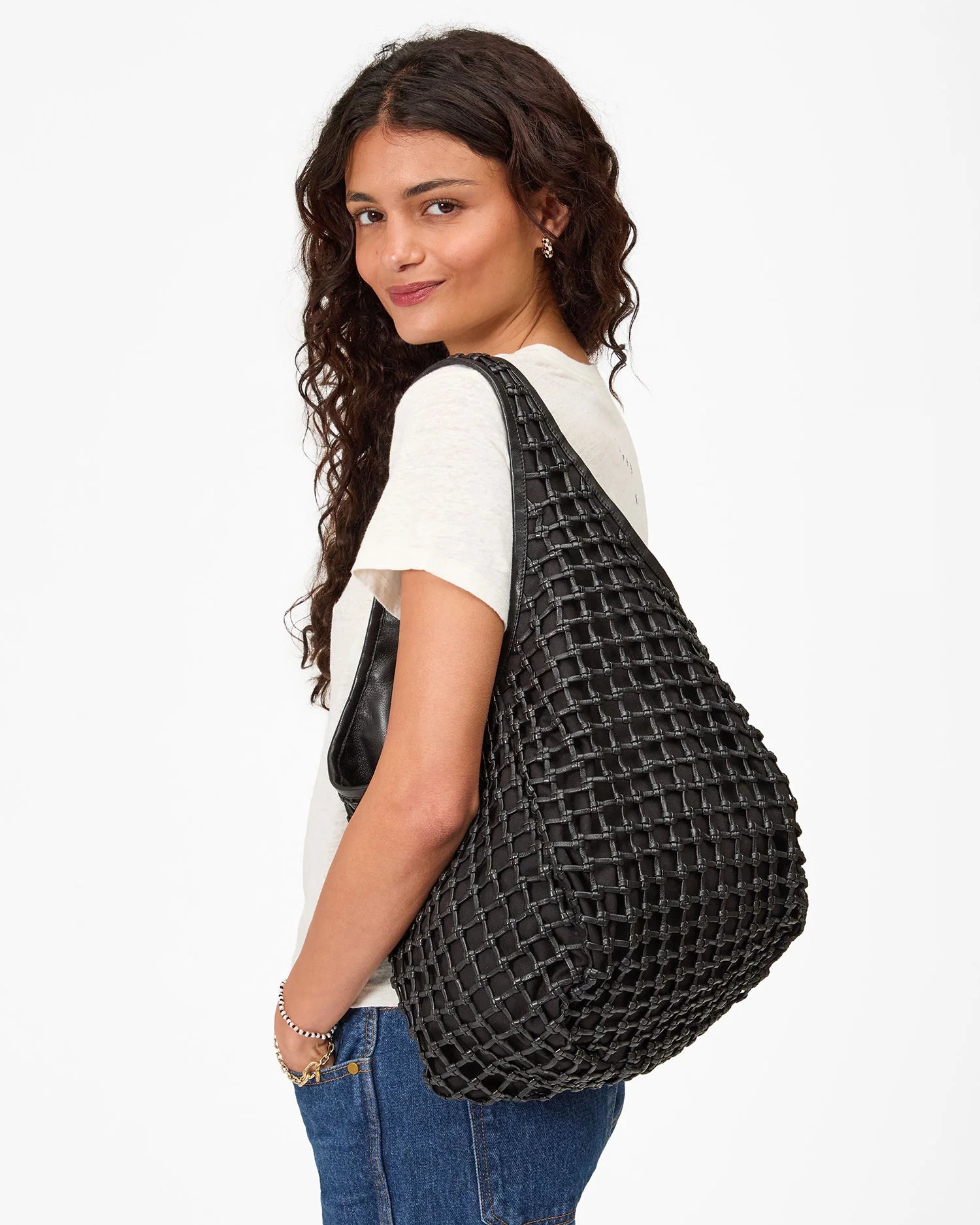 Bando Bag Black on shoulder