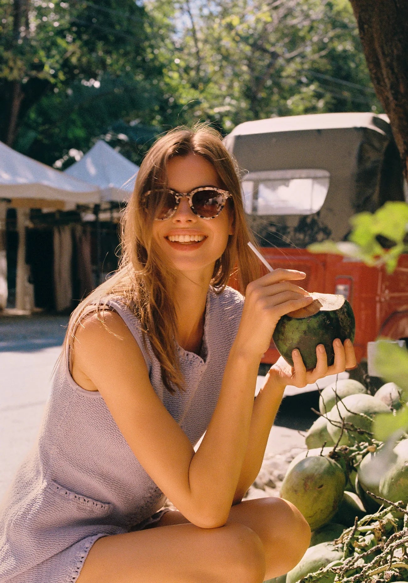 Barrett Amalfi Sunglasses on model with average square face shape