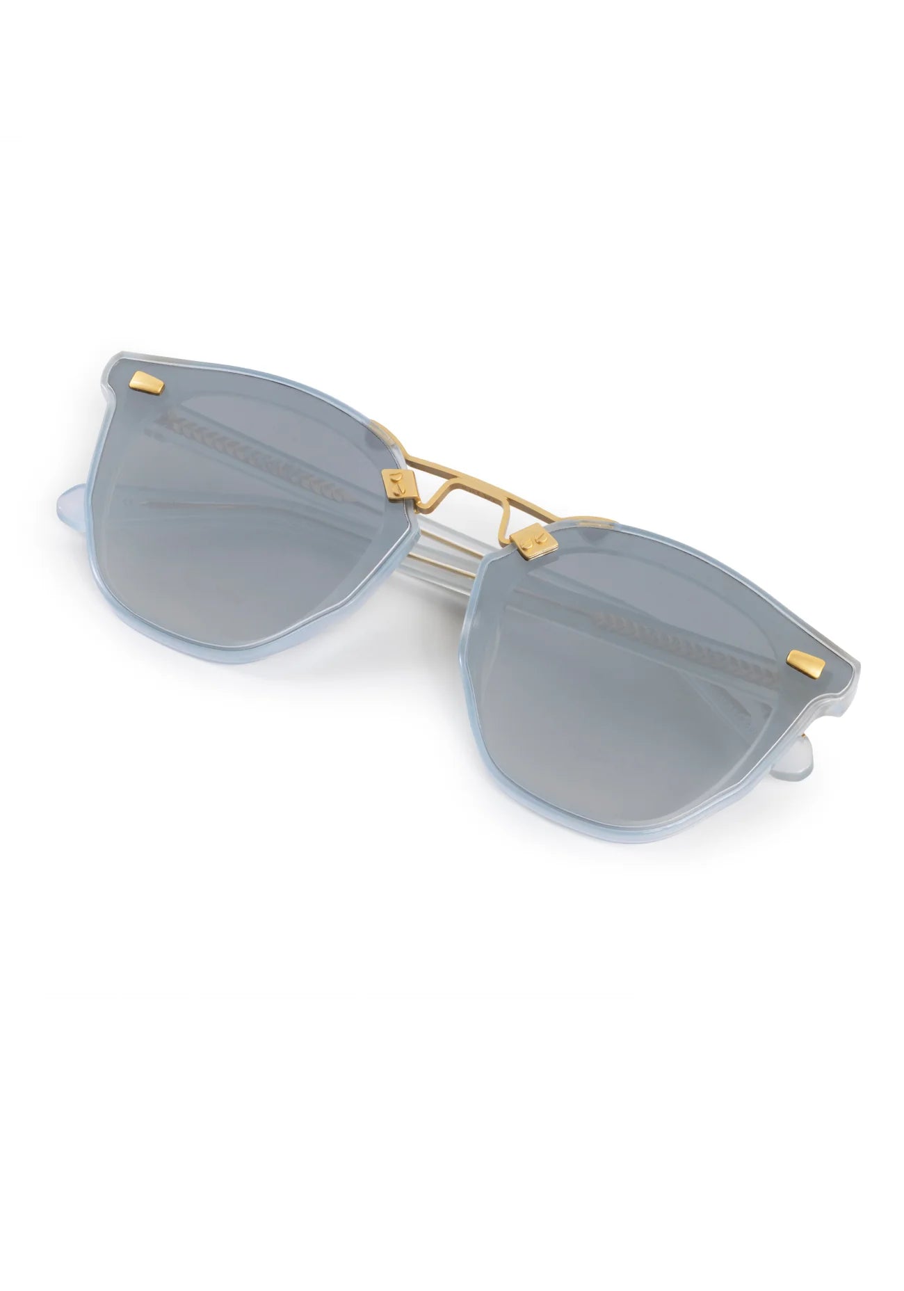 Beau Nylon Sunglasses Powder Blue 18K Mirrored folded