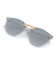 Beau Nylon Sunglasses Powder Blue 18K Mirrored folded