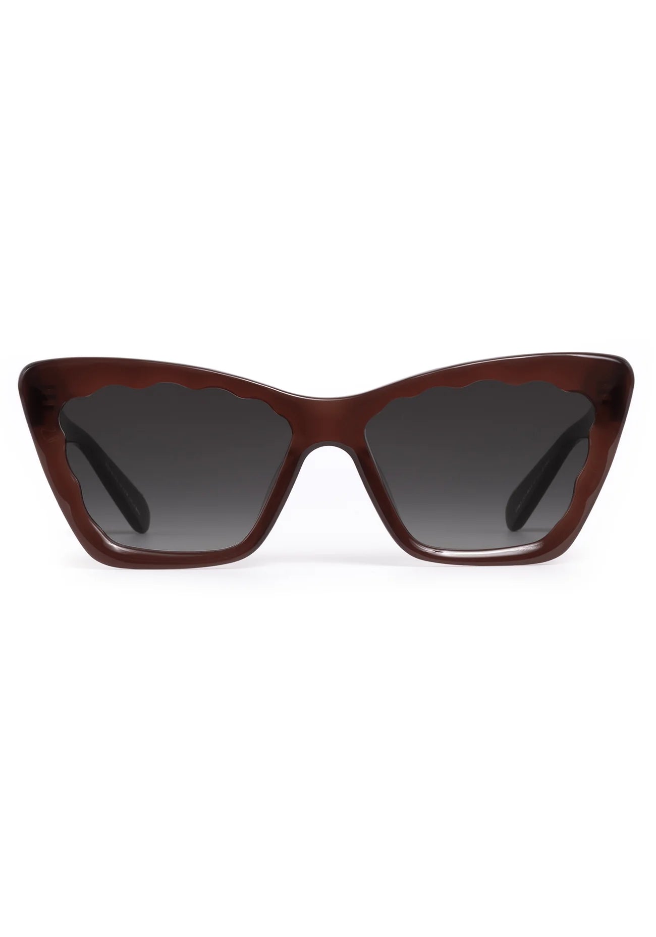 brown sunglasses with dark lenses on a white background