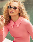 Brigette Gelato Sunglasses on model with average heart shape face