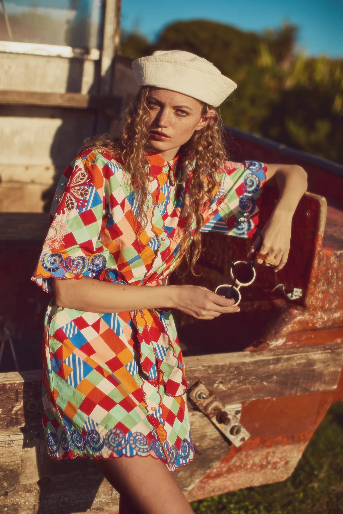 Amaia Mini Dress with white hat