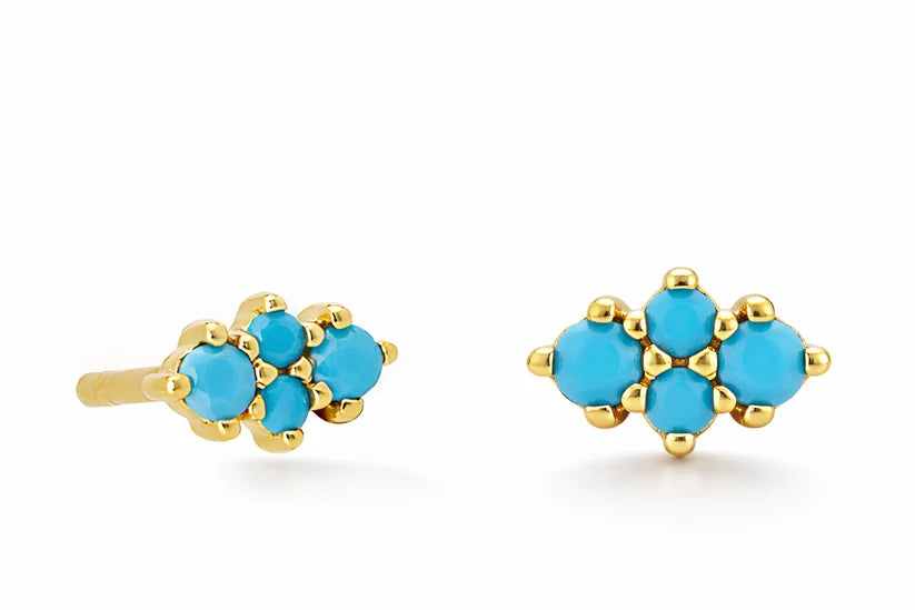 cluster turq stud on white earring