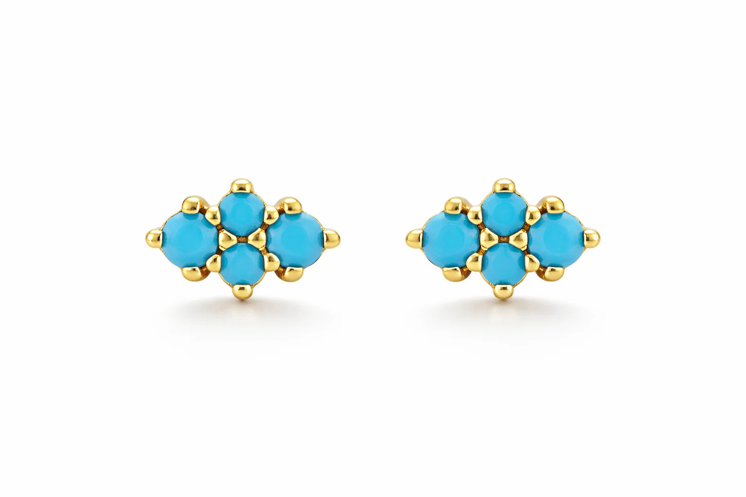 cluster turq stud on white earring