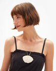 Clamshell Pendant Necklace front view on model