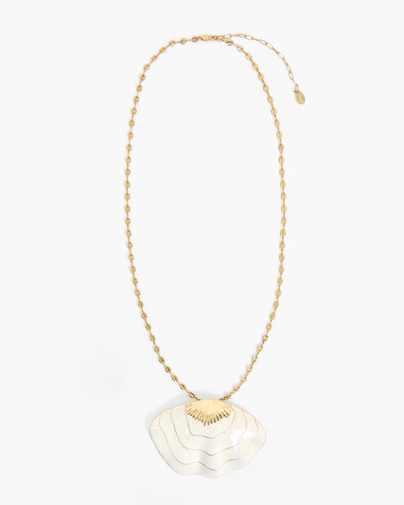 Clamshell Pendant Necklace on white background