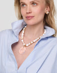 Claudia Necklace on model with blue collared shirt