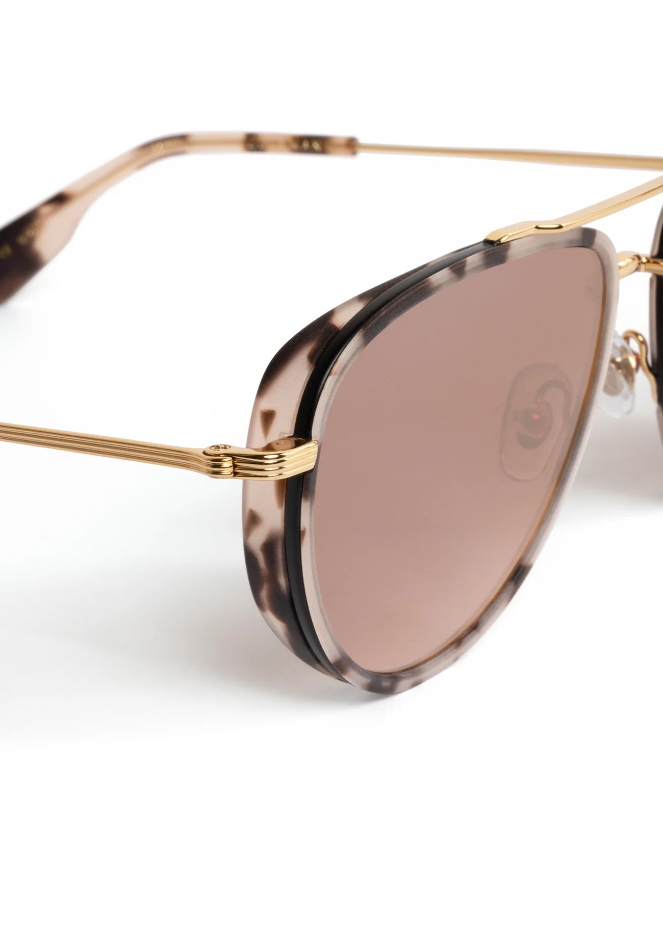 Coleman 24k Matte Black + Matte Sunday Tortoise Mirrored Sunglasses close up side