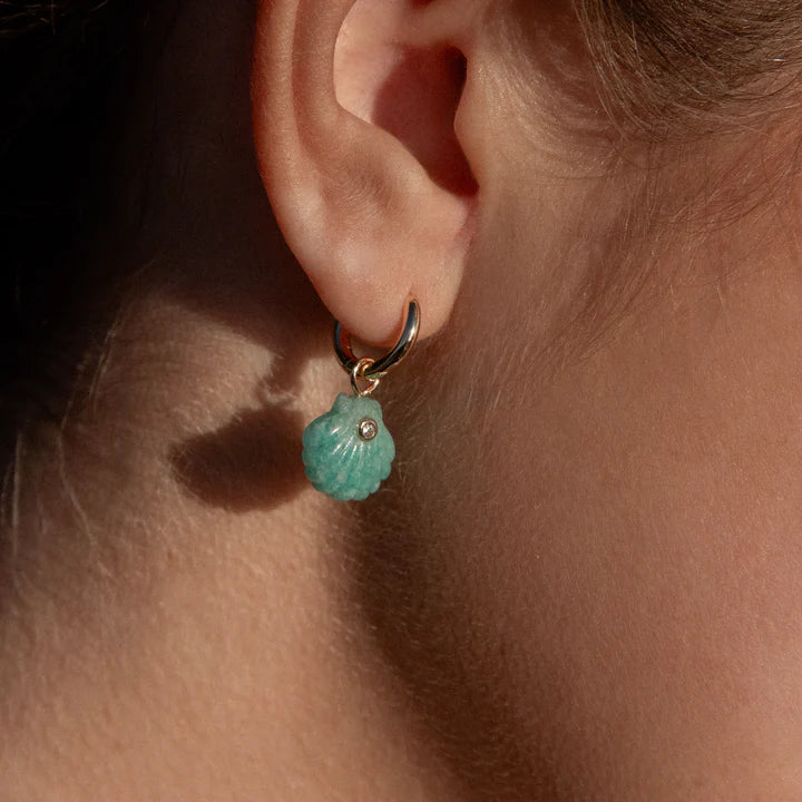 Coquille Amazonite Shell Hoop on model