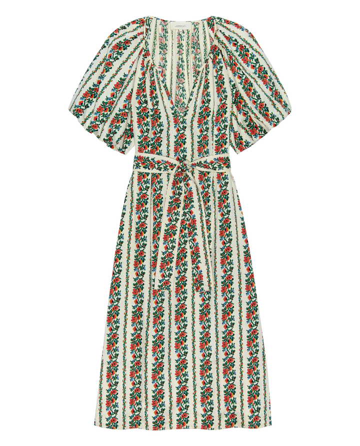 Dress with floral pattern on a white background