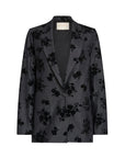 Dark floral patterned blazer on a white background