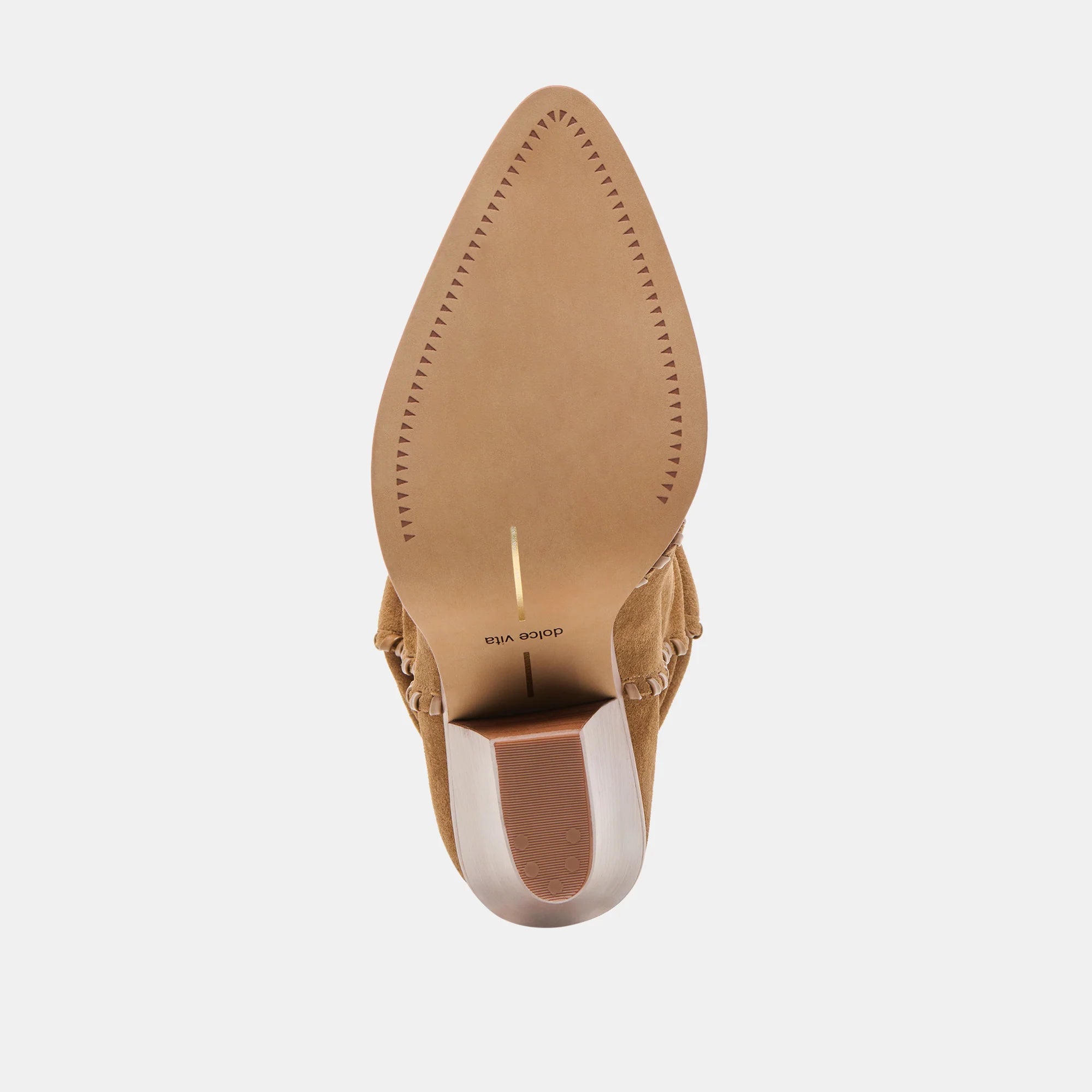 Tan pointed-toe shoe on a white background
