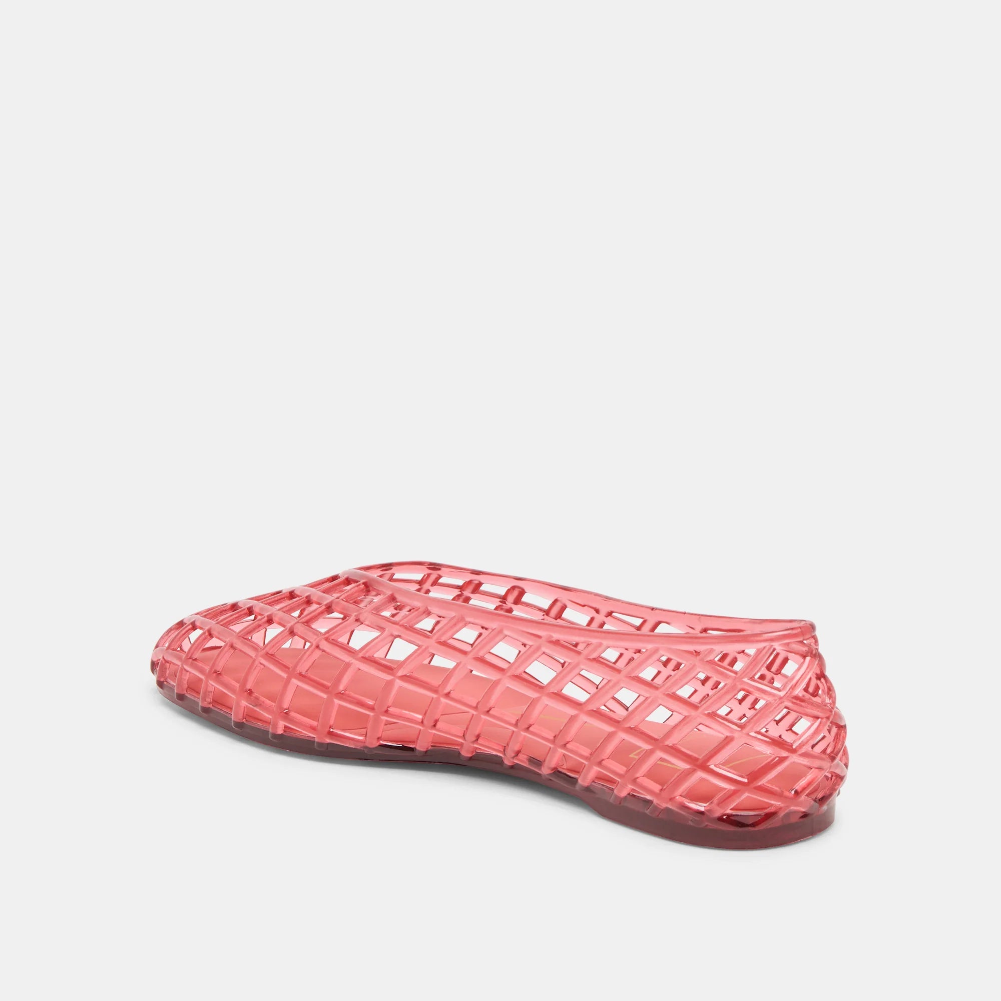 Pink woven shoe on a light gray background