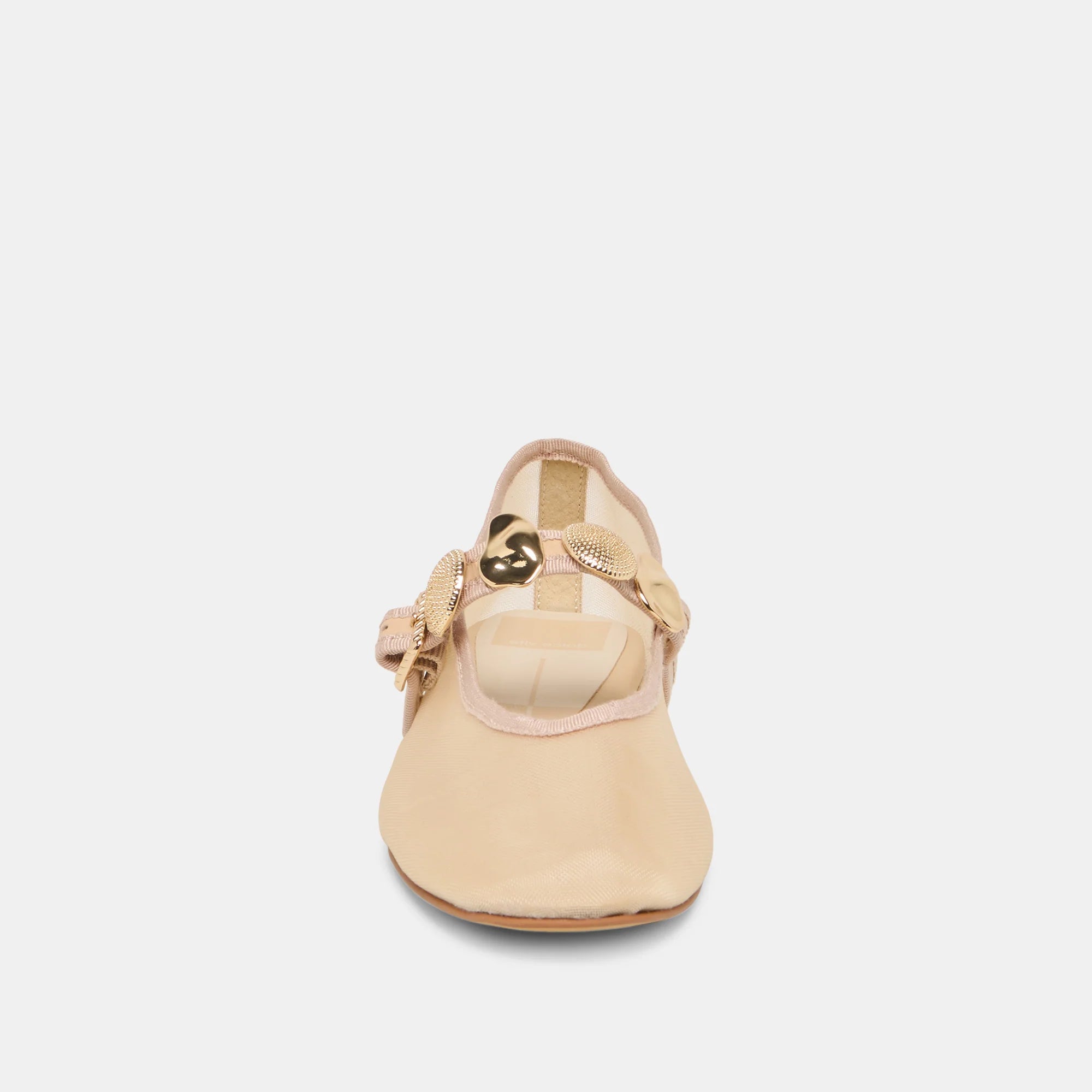 Beige sandal with a strap on a white background