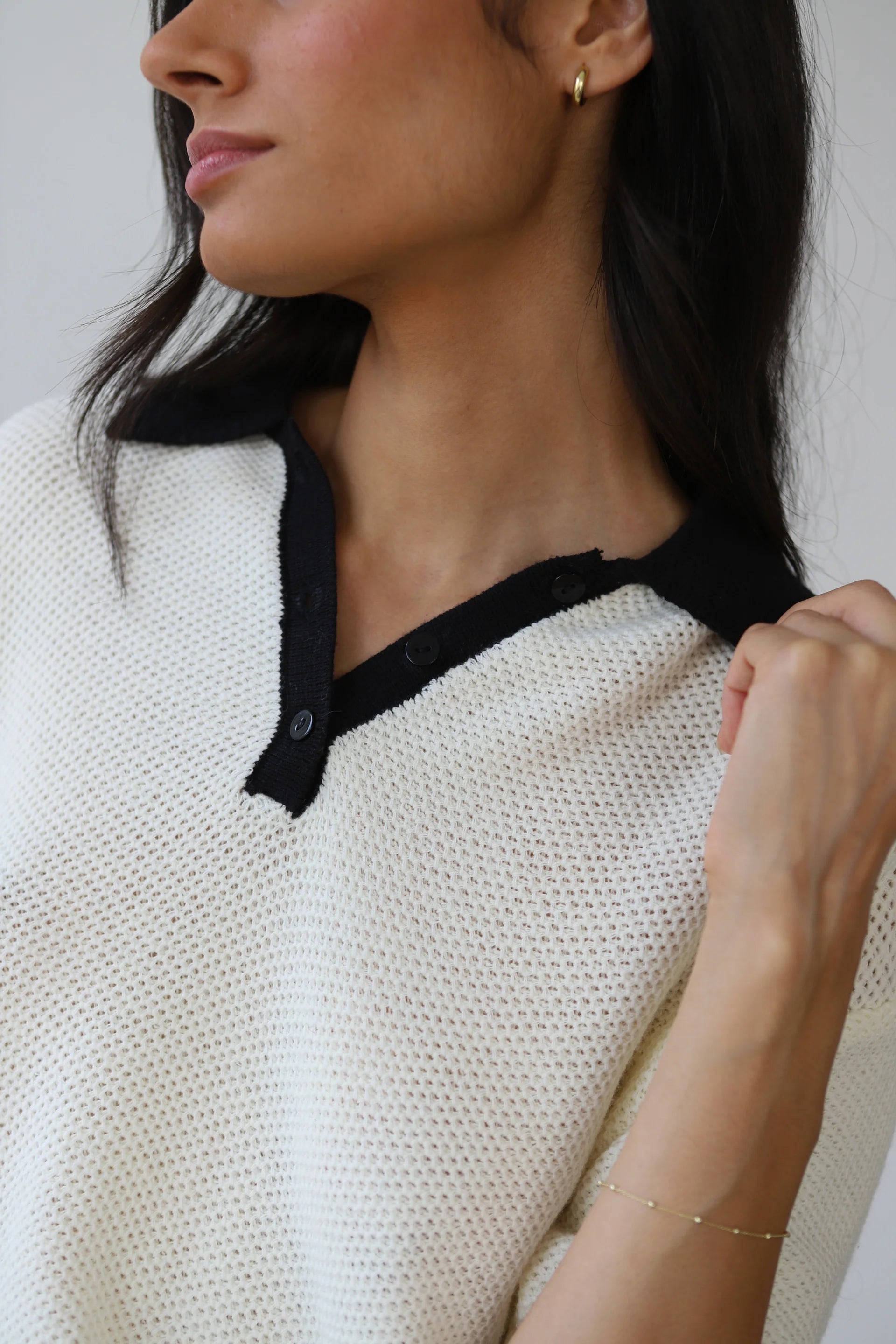 Doris Oversized Polo close up texture