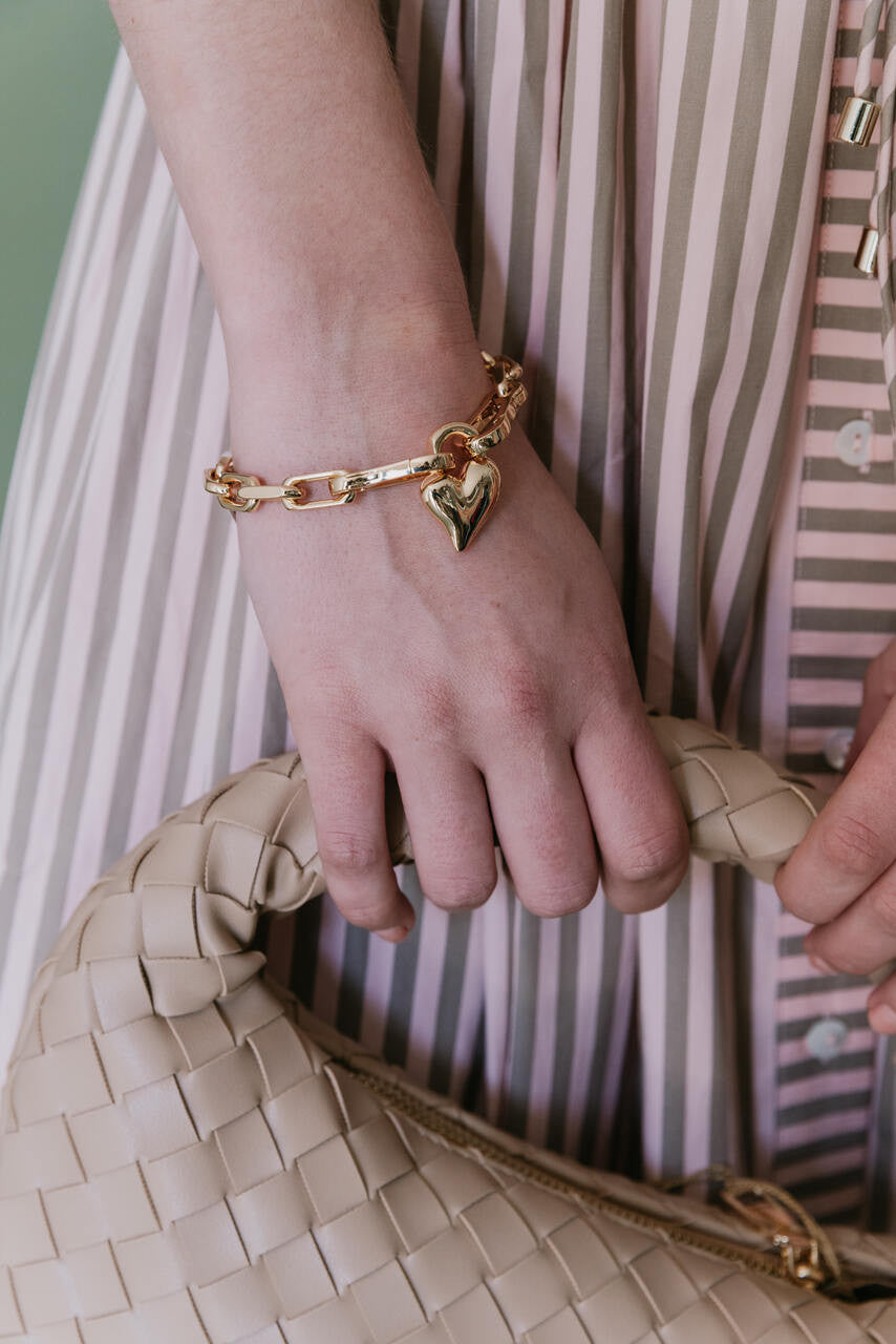 Jenny Bird Padlock Heart Chain Bracelet close up