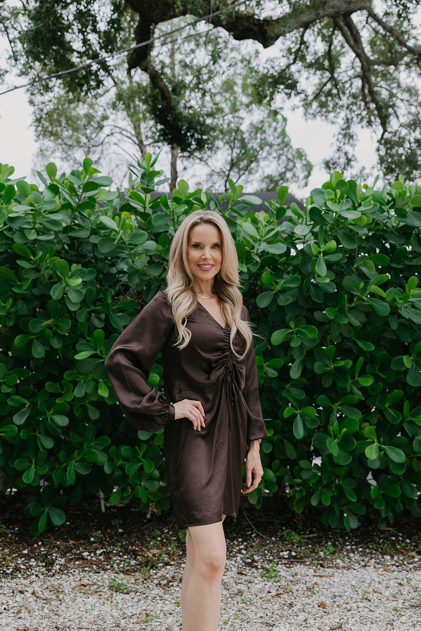 Nation Cora Shirred Long Sleeve Mini Dress side