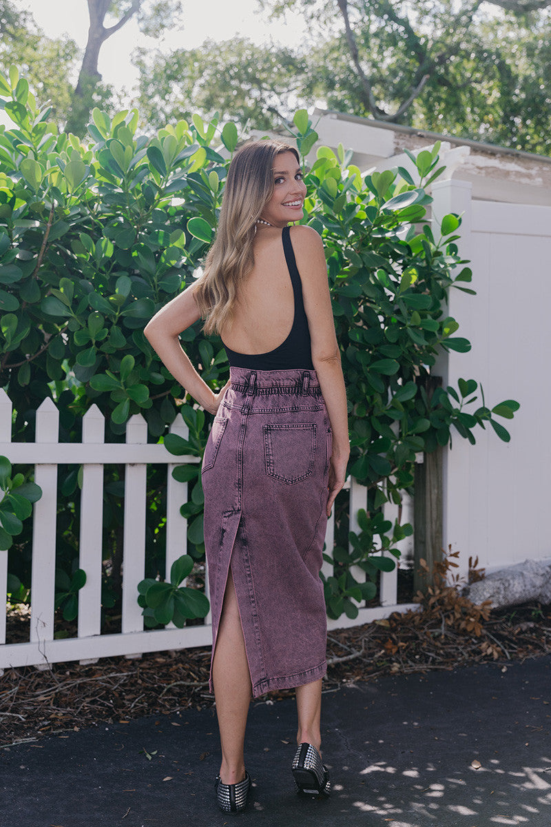 Essentiel Greatest Overdye Denim Midi Skirt back