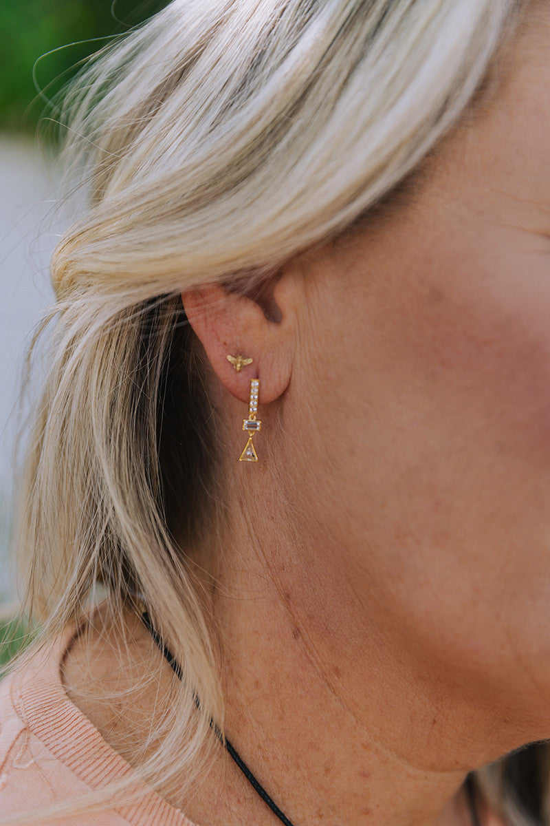 Sierra Winter Deco Earrings on ear