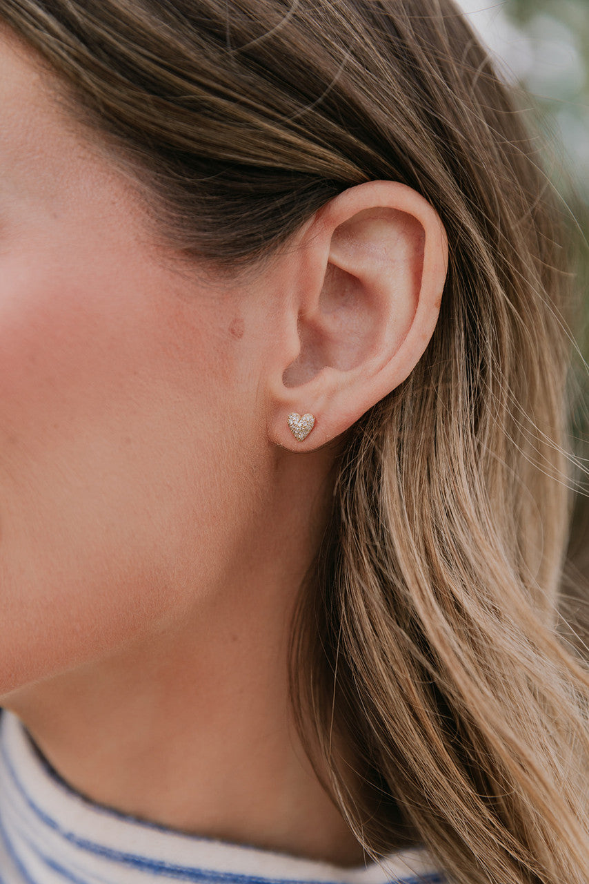 Adina Reyter Diamond Puffy Heart Posts on ear