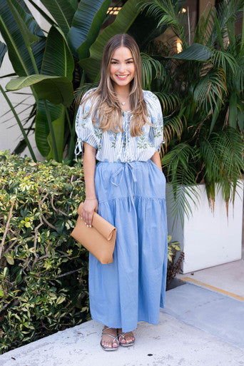 Velvet Loui Tie Waist Midi Skirt full body