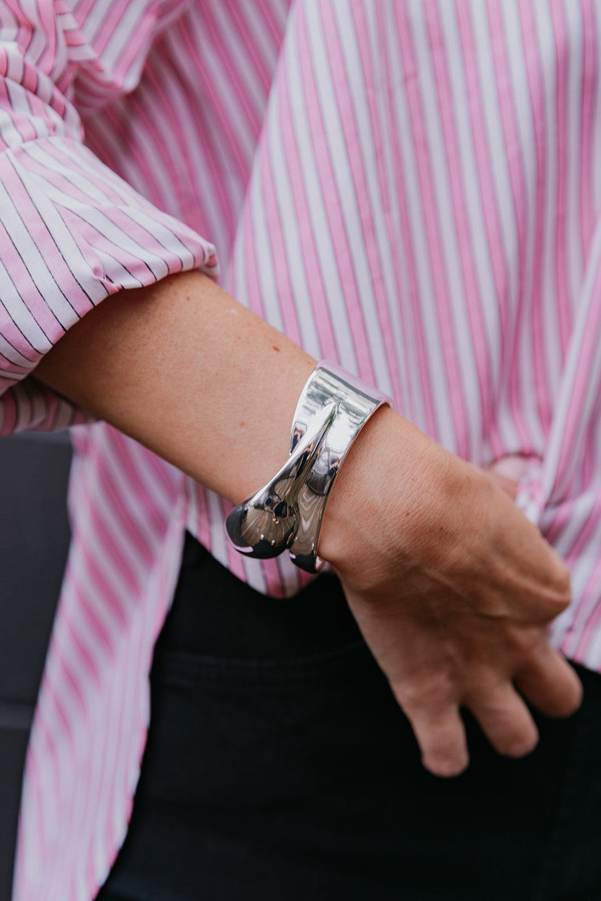 Jenny Bird Colette Cuff Silver on wrist