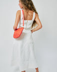 Saro Denim Top and Saro Midi Skirt full body back