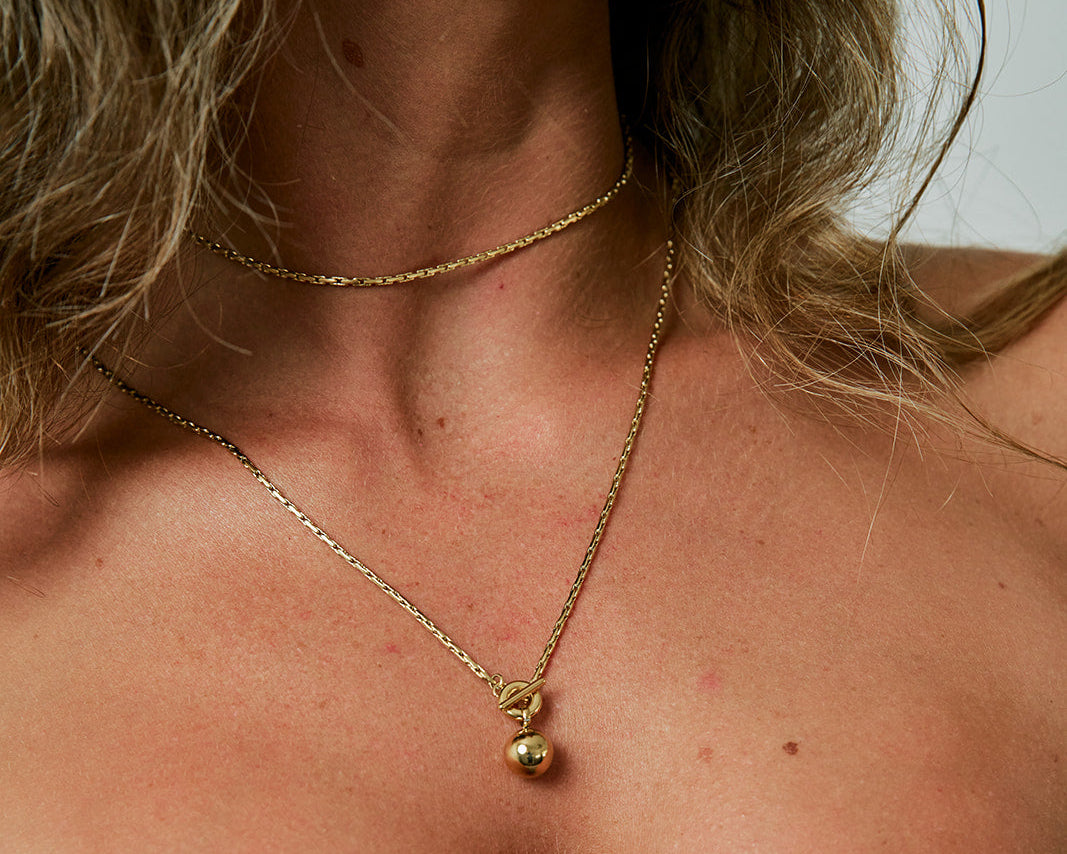 Constance Wrap close up, wrapped as necklace